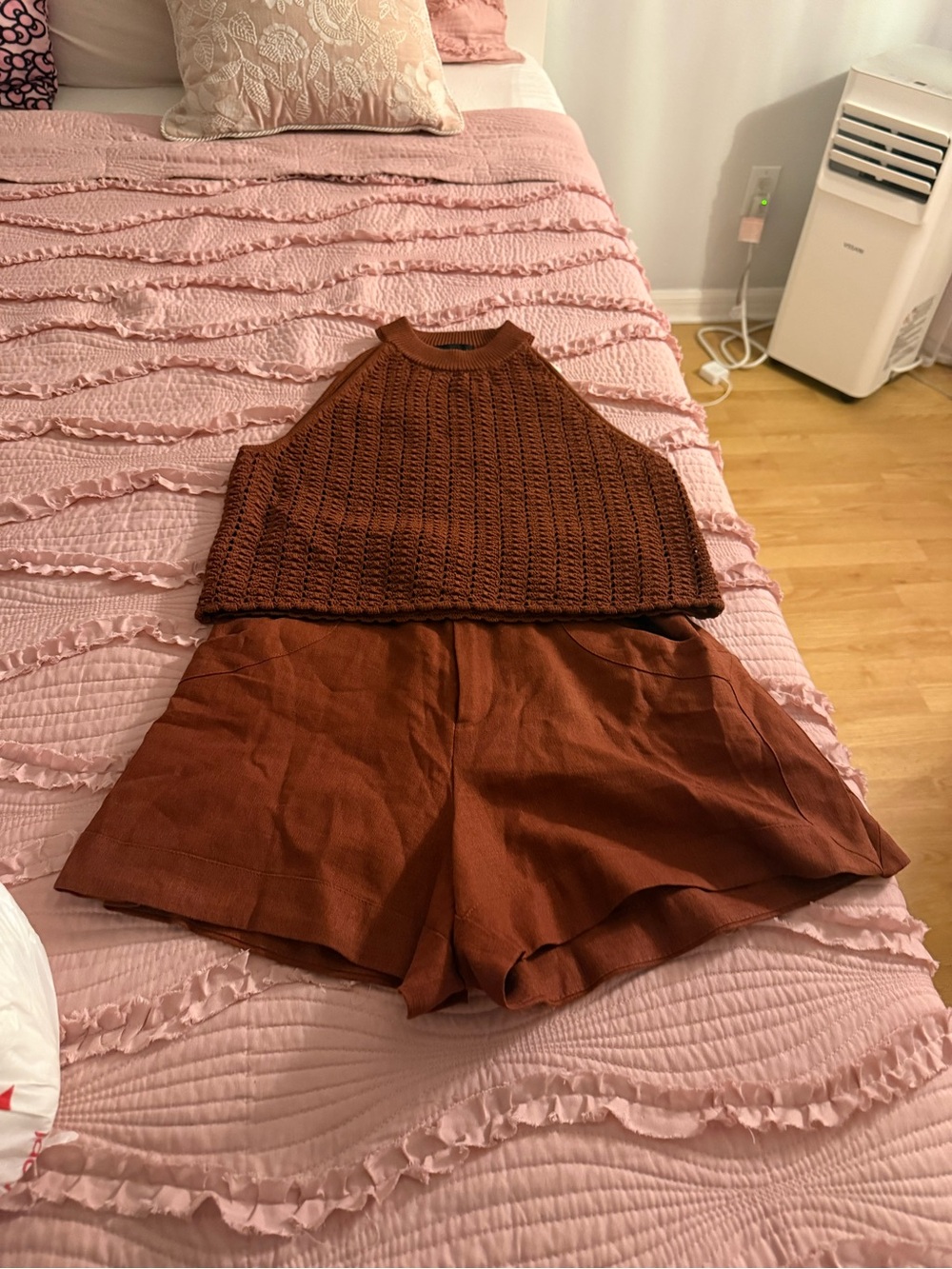 House of Harlow 1960 Rust Brown High-Waist Bermuda Shorts